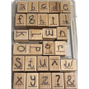 Stampin Up! Doodle Alphabet Rubber Stamp Set In Plastic Case